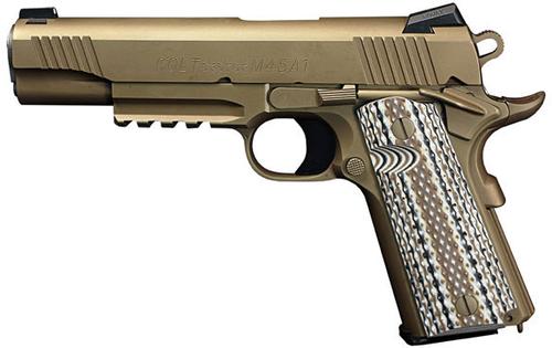 Colt Government Model Pistol Custom Shop O1070CQB, 45 ACP, 5" NM Barrel, 8 Rds, Desert Sand Finish, G10 Grips