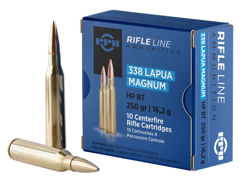 Prvi Partizan Rifle Ammunition PP338H, 338 Lapua Mag, Hollow Point Boat Tail, 250 gr, 2995 fps, 10 Rd/Bx