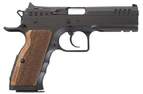 Tanfoglio Defiant Stock I DAO Pistol TFSTOCKI9, 9mm Luger, 4.50", Wood Grips, Black Finish, 16 Rds