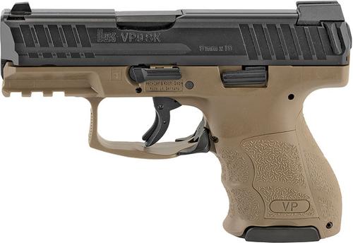 Heckler & Koch VP9SK Pistol 81000292, 9mm Luger, 3.39", FDE Grips, Black Finish, 10 Rds