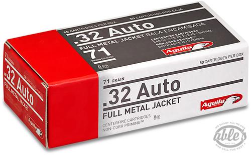 Aguila Pistol Ammunition AMS32, 32 ACP, Full Metal Jacket (FMJ), 71 GR, 905 fps, 50 Rd/bx