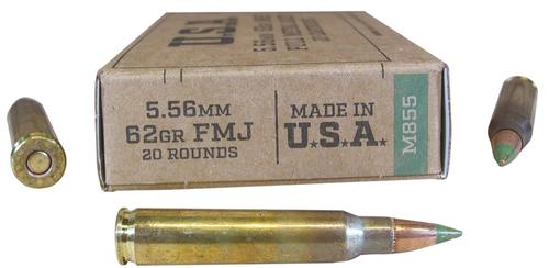 Winchester USA Rifle Ammunition SGM855KW, 5.56mm, Full Metal Jacket, 62 gr, 3060 fps, 20 Rd/Bx