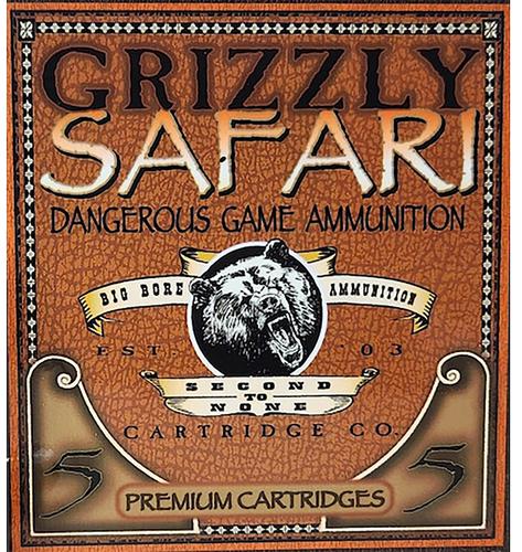 Grizzly Ammunition Safari Rifle Ammunition GC458WM5, 458 Win Mag, Solid Brass, 500  GR, 2100  fps, 5 Rd/bx