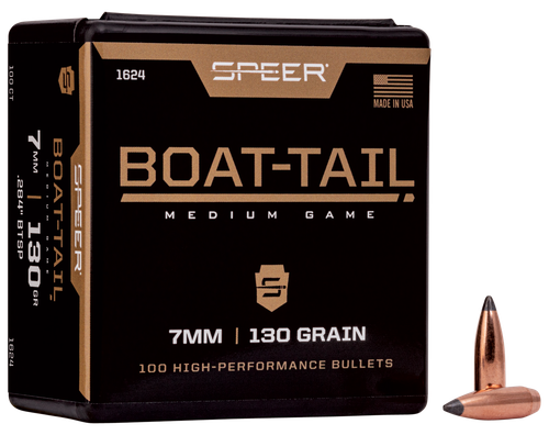 Speer 7MM 130 Grain Spitzer/Boat Tail 100/Box (1624), Not Loaded