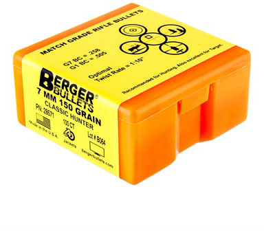 Berger Hunting Bullets 7mm, .284 Diameter, 150 Grain, Match Grade, Classic Hunter, 100 Per Box (28571), Not Loaded