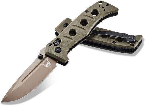 Benchmade Mini Adamas Folding Knife w/FDE Plain Edge Stainless Steel Drop Point Blade (273FE-2)