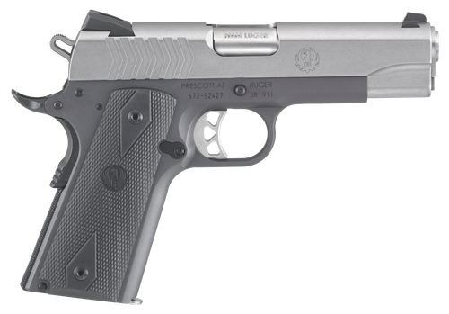 Ruger SR1911 Commander Pistol 6722, 9MM, 4.25 in, Rubber Grip, Stainless/Black Two Tone Finish, 9 Rd