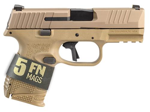 FN Herstal 509C Bundle Pistol 66101643, 9mm Luger, 3.70in, FDE Polymer, Flat Dark Earth Finish, 15 Rds