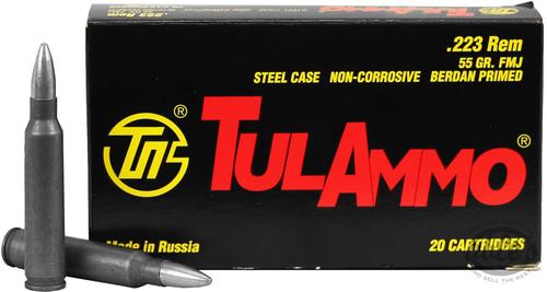 Tulammo Rifle Ammunition TA223550, 223 Remington, Full Metal Jacket (FMJ), 55 GR, 20 Rd/bx