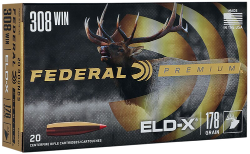 Federal Premium Rifle Ammunition P308ELDX1, 308 Win, Extremely Low Drag-eXpanding, 178 gr, 2610 fps, 20 Rd/Bx