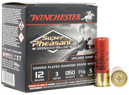Winchester Super Pheasant Diamond Grade Shotshells SPDG1235, 12 Gauge, 3", 1 5/8 oz, 1350 fps, #5 Lead Shot, 25 Rds/box