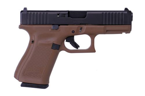 Glock G19 G5 MOS Pistol PA195S201MOSDE, 9mm, 4.02in, FDE Frame Grips, 10 Rds