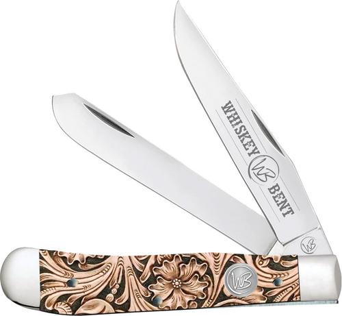 Whiskey Bent Knives Trapper Knife w/Clip Point & Spey Blade, Floral Tool Handle (WB11-06)