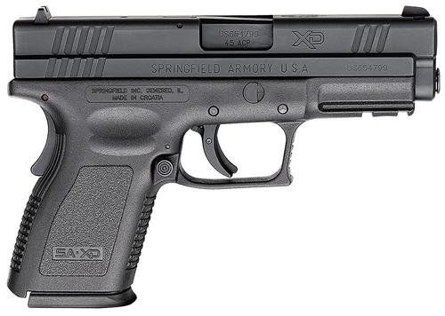 Springfield Pistol XD9645, 45 Automatic Colt Pistol ACP, 4", Black Polymer Grips, Black Polymer Finish, 10/13 with X-Tension Rds