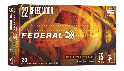 Federal Fusion Rifle Ammunition, 22 Creedmoor, Fusion Soft Point, 75 GR, 3300 fps, 20 Rds/Bx