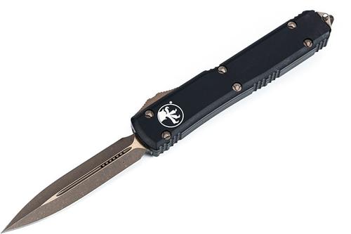 Microtech Ultratech Automatic Out The Front Knife, Double Stonewash Standard Bronzed Apocalyptic Edge, Black (123-13AP)