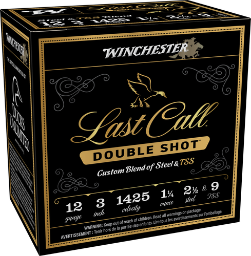 Winchester Last Call Double Shot, 12 Gauge, 3", 1 1/4 oz, 1425 fps, 2.5/9TSS Shot, 25 Rd/bx