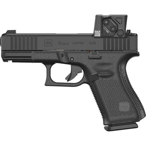 Glock 19 MOS Gen5 Pistol PA195SB03MOS8A3, 9mm, 4.02", Textured Beavertail Grips, Black Finish, w/Aimpoint COA, 15 Rds