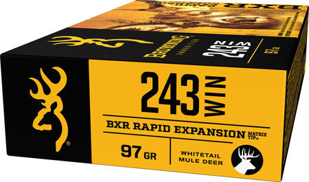 Browning BXR Rapid Expansion Rifle Ammunition B192102431, 243 Winchester, BXR, 97 GR, 3100 fps, 20 Rd/Bx