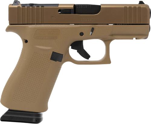 Glock 43X MOS Pistol, 9mm, 3.41", Textured Beavertail Grips, Coyote Brown Finish, Optic Ready, 15 Rds