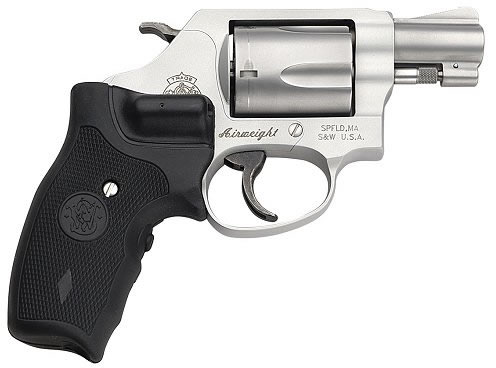 Smith & Wesson Model 637 Airweight Revolver 163052, 38 Spl +P, 1.88", Crimson Trace Laser Grips, Matte Silver Aluminum J-Frame, 5 Rd
