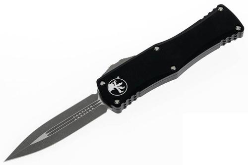 Microtech Hera Automatic Out The Front Knife, Double Edge Standard Apocalyptic Blade, Black Handle (702-10AP)