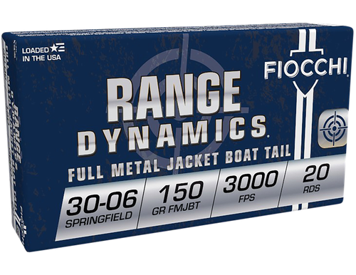 Fiocchi Shooting Dynamics Rifle Ammunition 3006A, 30-06 Springfield, Full Metal Jacket Boat-Tail, 150 GR, 3000 fps, 20 Rd/bx