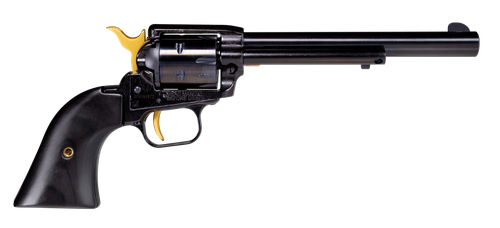 Heritage Rough Rider SAO Revolver RR22B6GLD, 22 LR, 6.50", Gold Accents, Wood Grips, Black Finish, 6 Rds