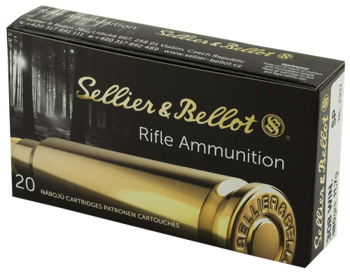 Sellier & Bellot Rifle Ammuntion SB308C, 308 Winchester, Soft Point (SP), 180 GR, 2454 fps, 20 Rd/bx