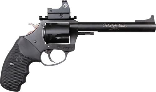 Charter Mastiff Target Revolver 64465, 44 Special, 6in, Black Rubber Grips, Steel Frame Finish, 5 Rds