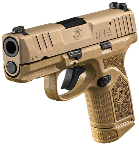 FN Herstal Reflex Pistol 66101417, 9mm Luger, 3.30in, FDE Stippled, Flat Dark Earth Finish, 15 Rds