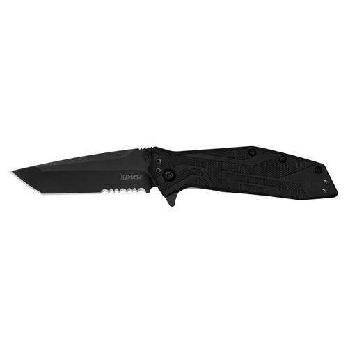 Kershaw Brawler Folding Knife, Serrated Black Blade, Black Handle (1990ST)