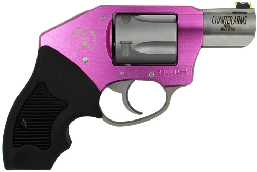 Charter Arms Pink Lady Revolver 53831, 38 Special, 2 in, Black Synthetic Grip, Pink Alum. Alloy/Stainless Finish, 5 Rd, Double Action Only