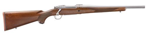 Ruger M77 Hawkeye Hunter Bolt Action Rifle 67107, 358 Win, 16.6 in, American Walnut Stock, Stainless Satin Threaded Barrel, 4+1
