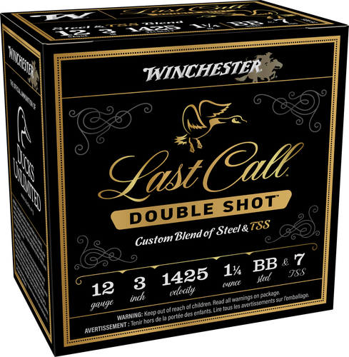 Winchester Last Call Double Shot, 12 Gauge, 3", 1 1/4 oz, 1425 fps, BBSteel/7TSS Shot, 25 Rd/bx