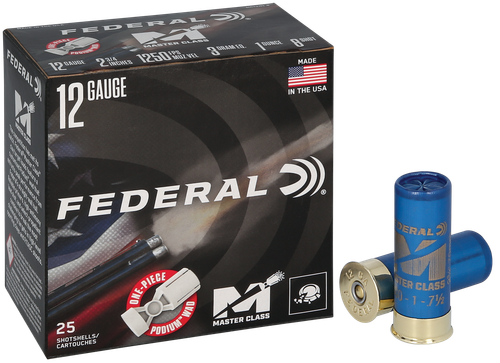 Federal Cartridge Master Class Shotgun Shells, 12 Gauge, 2-3/4", 1 oz, 1250 fps, 8 Shot, 25 Rd/bx