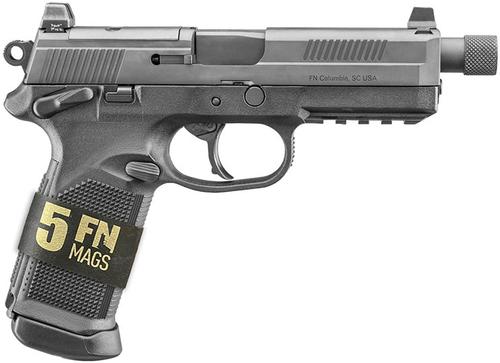 FN Herstal FNX Tactical Bundle 66-101632, 45 ACP, 5.3", Black Threaded Barrel, Black Serrated Slide/Frame, 15 Rds
