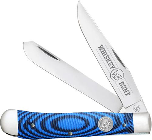 Whiskey Bent Knives Trapper Knife w/Clip Point & Spey Blade, Blue Burst Handle (WB11-27)