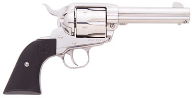 Ruger Vaquero KNV34 Revolver 5109, 357 Magnum, 4 5/8 in, Checkered Black Grip, Gloss Stainless Finish, 6 Rd