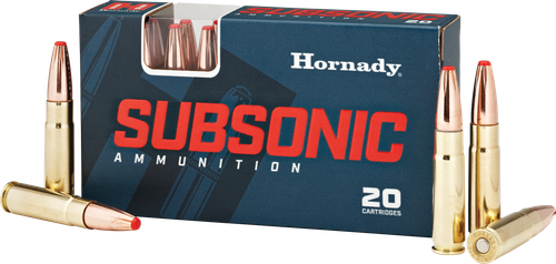 Hornady Sub-X Subsonic Rifle Ammunition 80877, 300 AAC Blackout, Sub-X, 190 GR, 1050 fps, 20 Rd/box