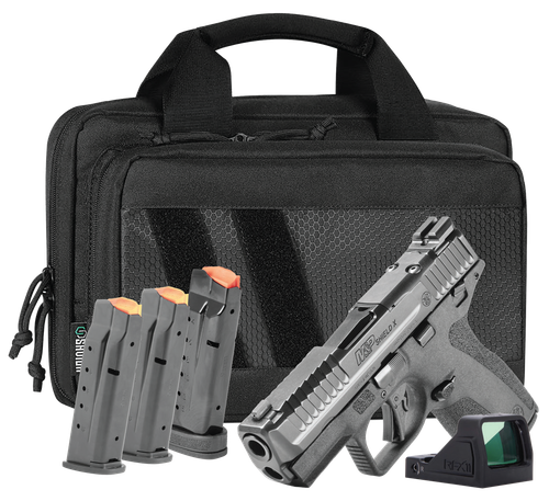 Smith and Wesson M&P9 Shield X Pistol Bundle, 9mm, 3.6in, Black Polymer Grips, w/RFX-11 Optic, 15 Rds