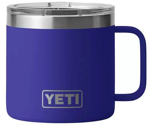 Yeti Rambler Mug 14oz Stainless Steel Cup w/Lid, DuraCote Offshore Blue (21071500972)