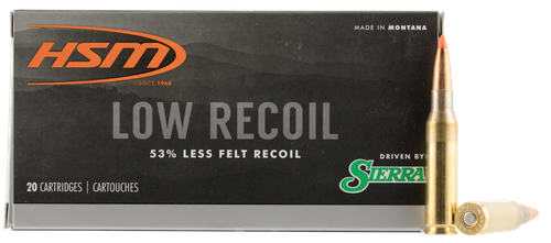 HSM Low Recoil Rifle Ammunition 7MM0810N, 7mm-08 Remington, Ballistic Tip, 140 GR, 2320 fps, 20 Rd/Bx