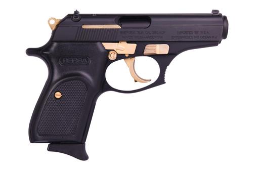 Bersa Thunder 380 Matte/Gold Pistol T380M8GLD, 380 ACP, 3.5in, Checkered Polymer Grips, 8 Rds