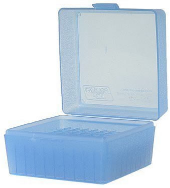 MTM 100 Round Blue Medium Rifle 243/308 Caliber Ammo Box RM10024