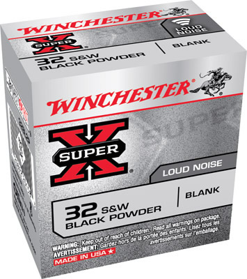 Winchester Blank Ammunition 32BL2P, 32 S&W, Black Poweder Blank, Loud Noise 50 Rd/bx