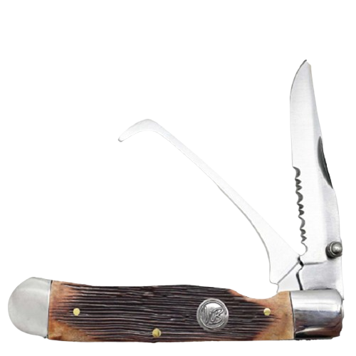 Whiskey Bent Knives Hoofpick Knife w/Clip Point Blade, Sawmill Bone Handle (WB19-24)