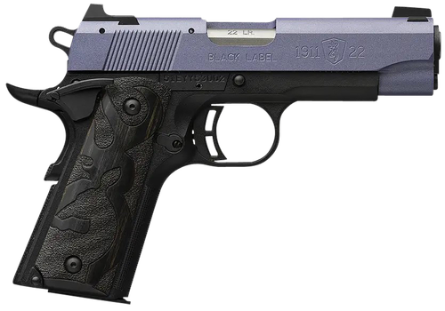 Browning Arms 1911 Black Label Pistol 051894490, 22 LR, 3.63", Black Laminate Wood Grips, Crushed Orchid Cerakote Finish, 10 Rds