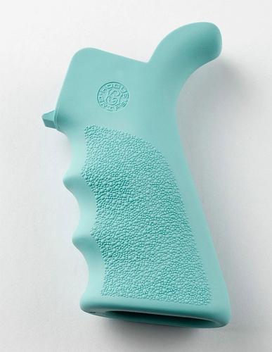 Hogue AR-15 Rubber Grip Beavertail w/Finger Grooves Aqua (13024)