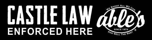 Able's CAR/SUV Window Sticker, 2.6" x 10", Castle Law, Black (STICKER04)